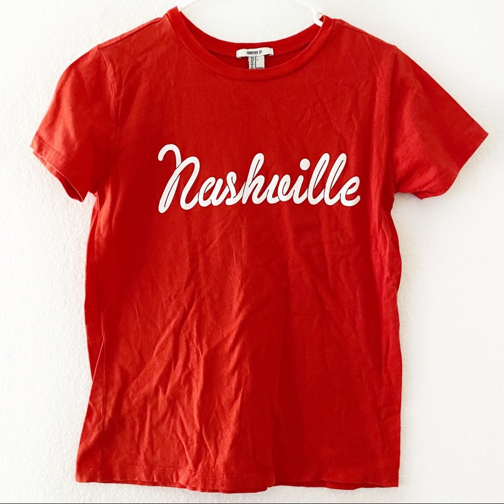 Forever 21 | Red Nashville Graphic Crew Neck Tee - Picture 1 of 4